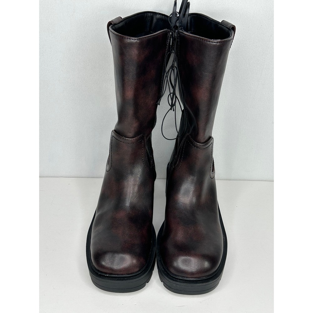 No Boundaries NWT Mid Calf Lug Sole Platform Boots Brown Goth Size 7 - Picture 5 of 7